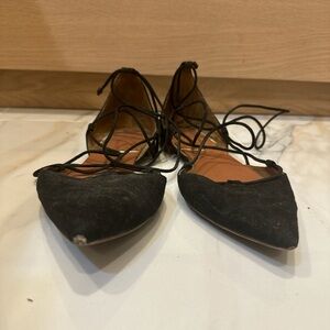 Elegant Black Women's Lace-Up Flats